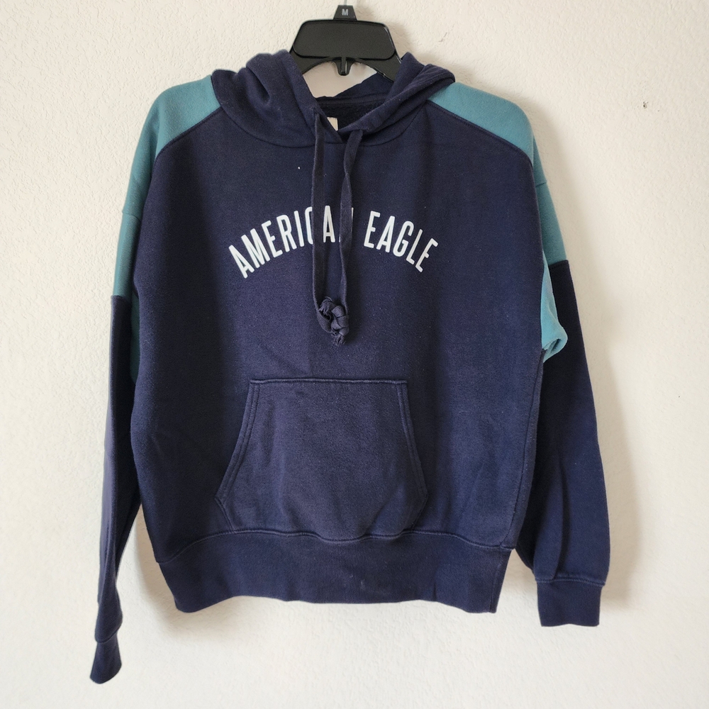 American Eagle Outfitters Navy and Teal Hoodie Size XS